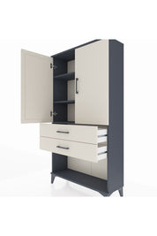 Arges Dolap 3 Raflı 2 Çekmeceli 2 Kapaklı 88x30x163 Antrasit-Aytaşı