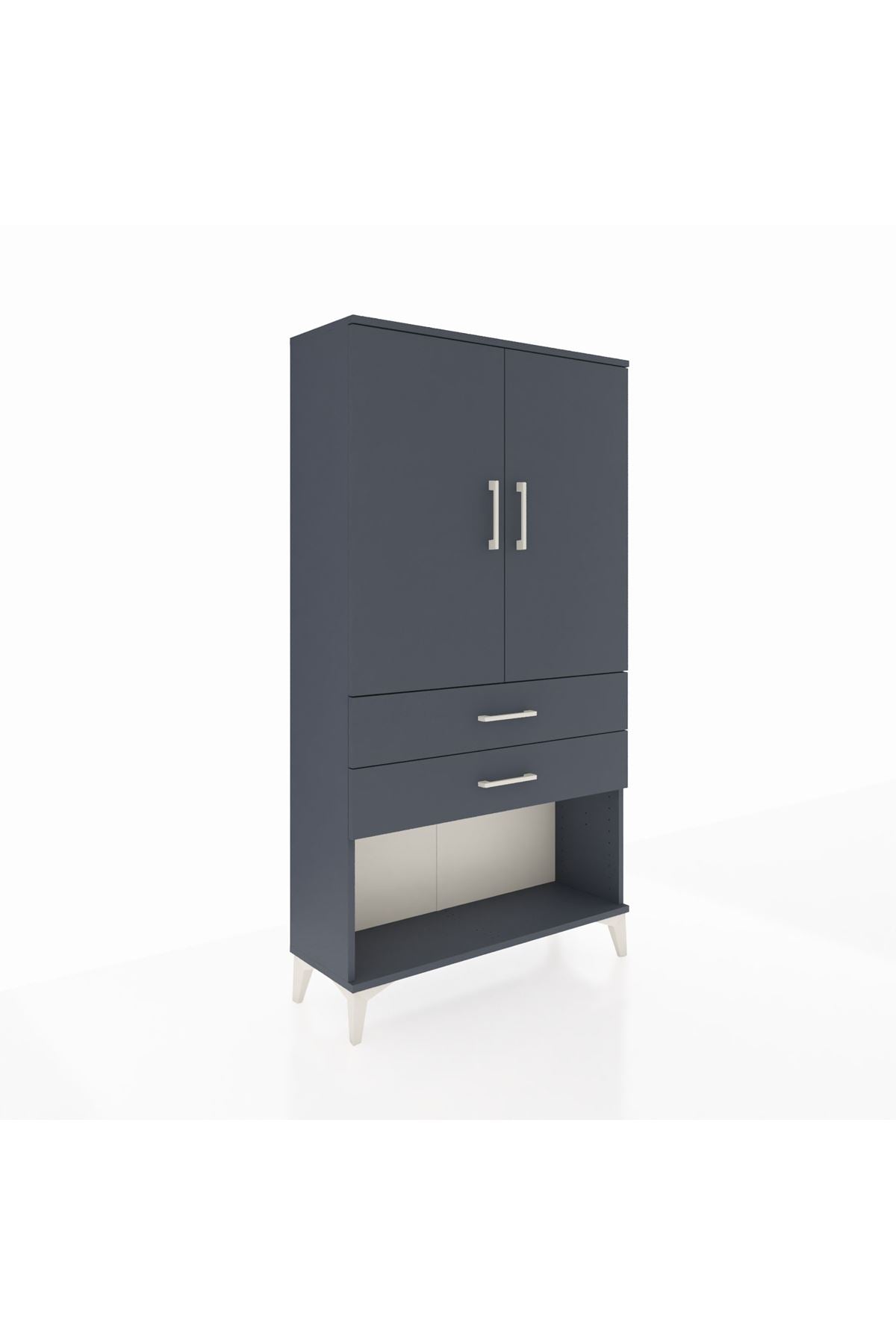 Arges Dolap 3 Raflı 2 Çekmeceli 2 Kapaklı 88x30x163 Antrasit-Antrasit