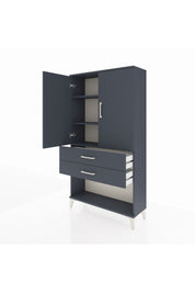 Arges Dolap 3 Raflı 2 Çekmeceli 2 Kapaklı 88x30x163 Antrasit-Antrasit