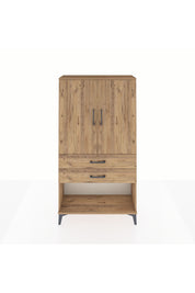 Arges Dolap 3 Raflı 2 Çekmeceli 2 Kapaklı 88x30x163 Çam-Çam