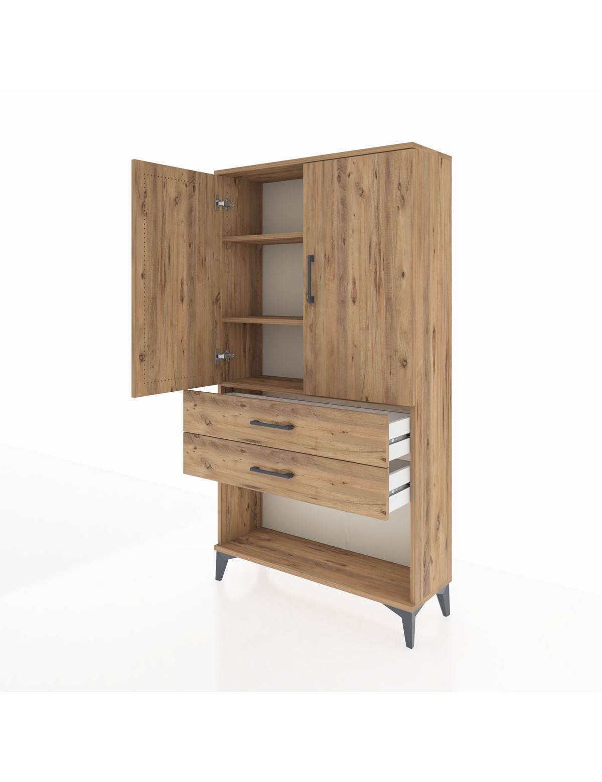 Arges Dolap 3 Raflı 2 Çekmeceli 2 Kapaklı 88x30x163 - S21M065V9A