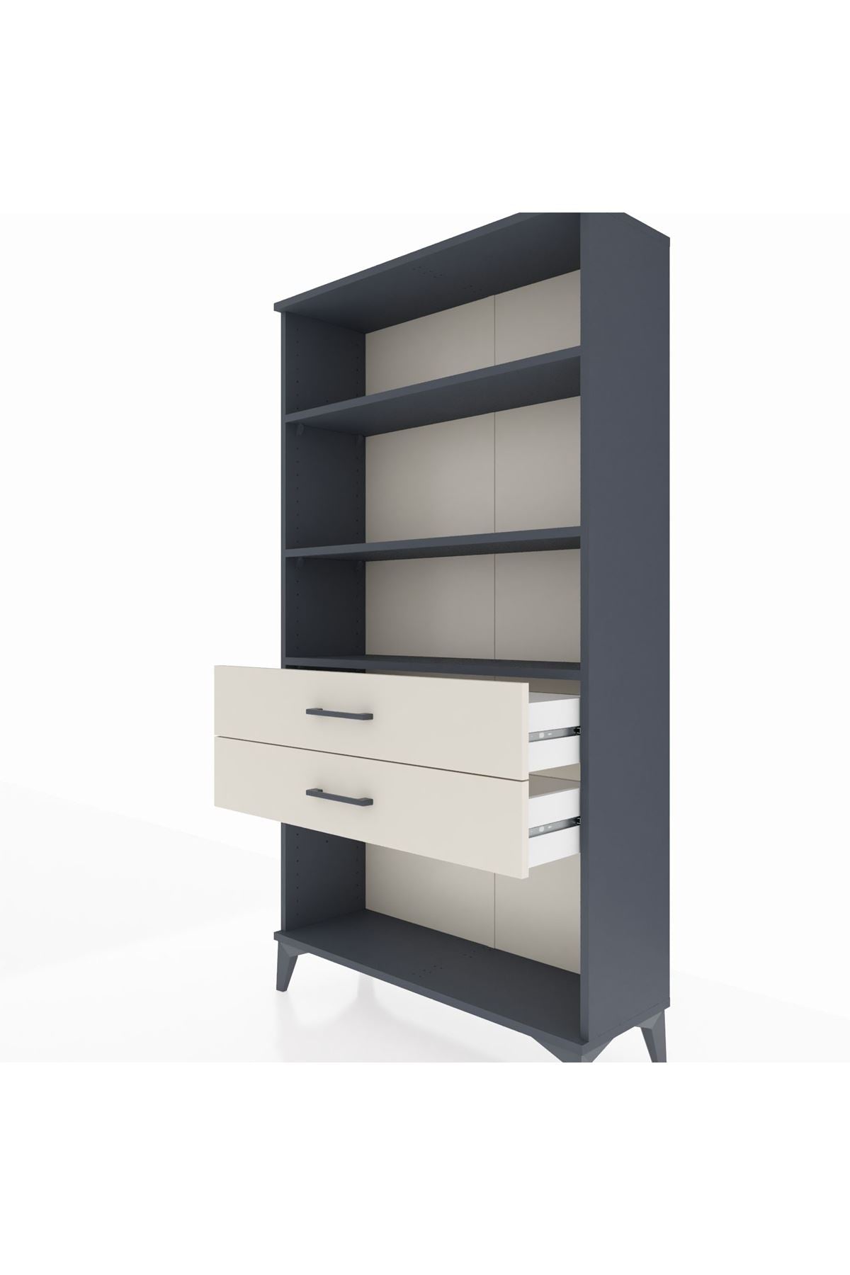 Arges Dolap 3 Raflı 2 Çekmeceli 88x30x163 Antrasit-Aytaşı