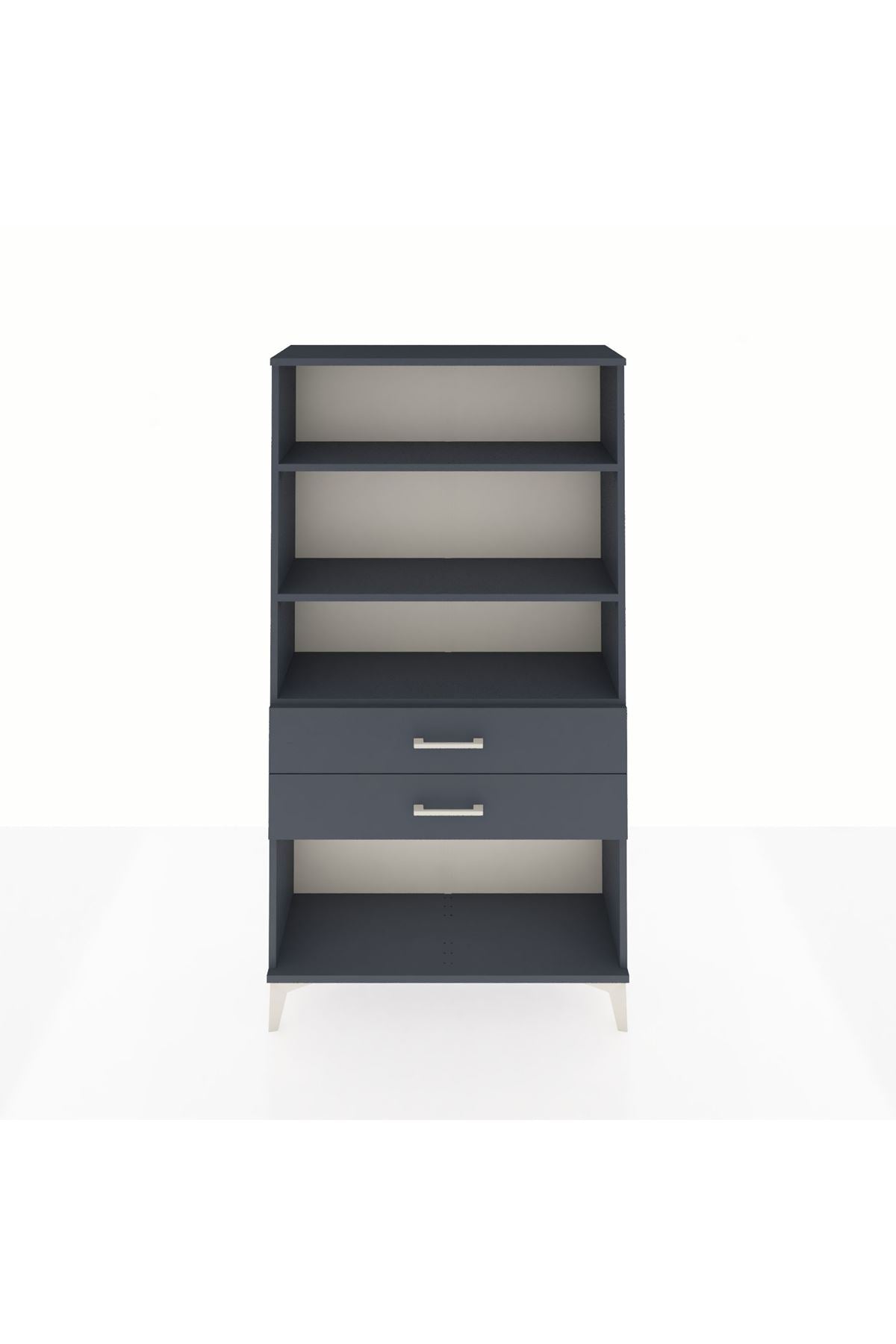 Arges Dolap 3 Raflı 2 Çekmeceli 88x30x163 Antrasit-Antrasit