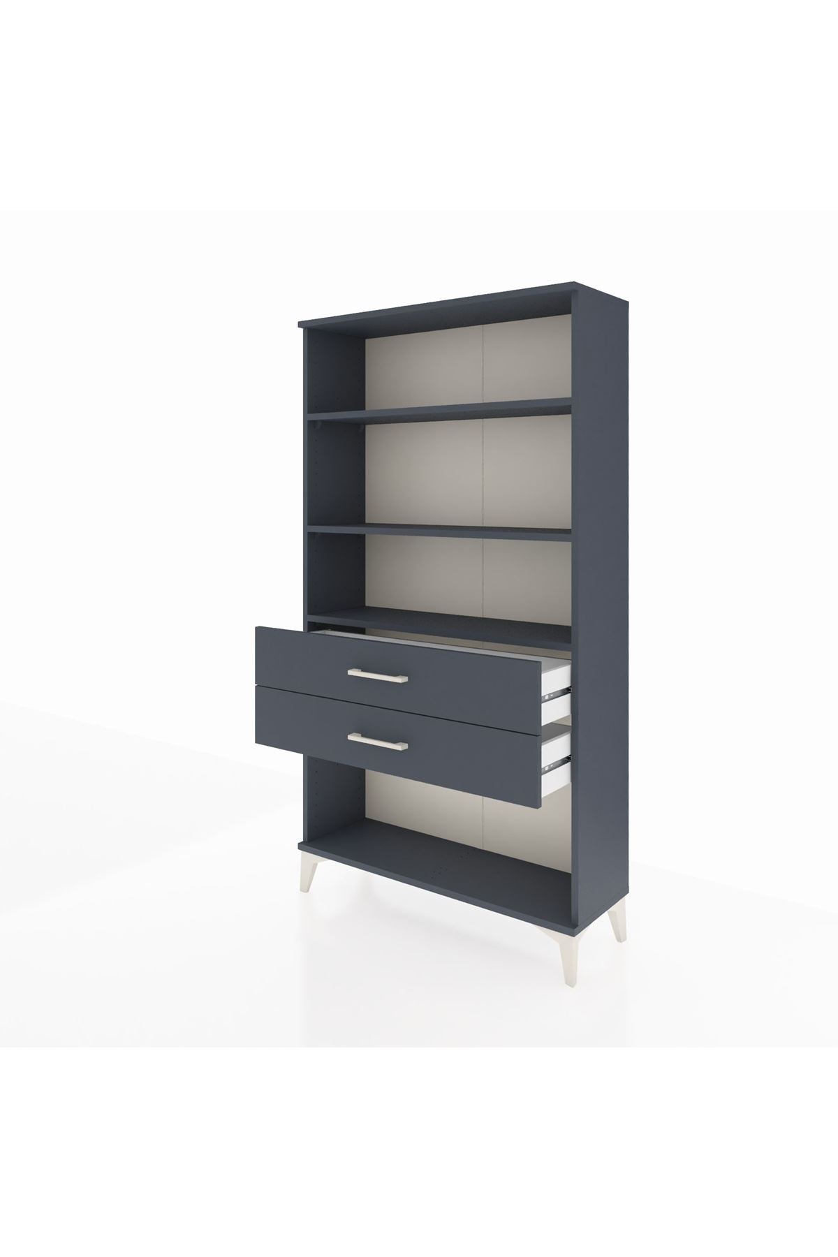 Arges Dolap 3 Raflı 2 Çekmeceli 88x30x163 Antrasit-Antrasit