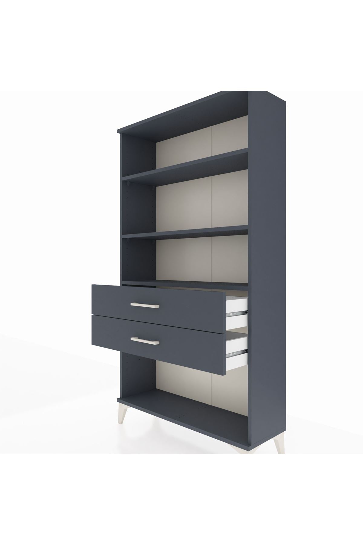 Arges Dolap 3 Raflı 2 Çekmeceli 88x30x163 Antrasit-Antrasit