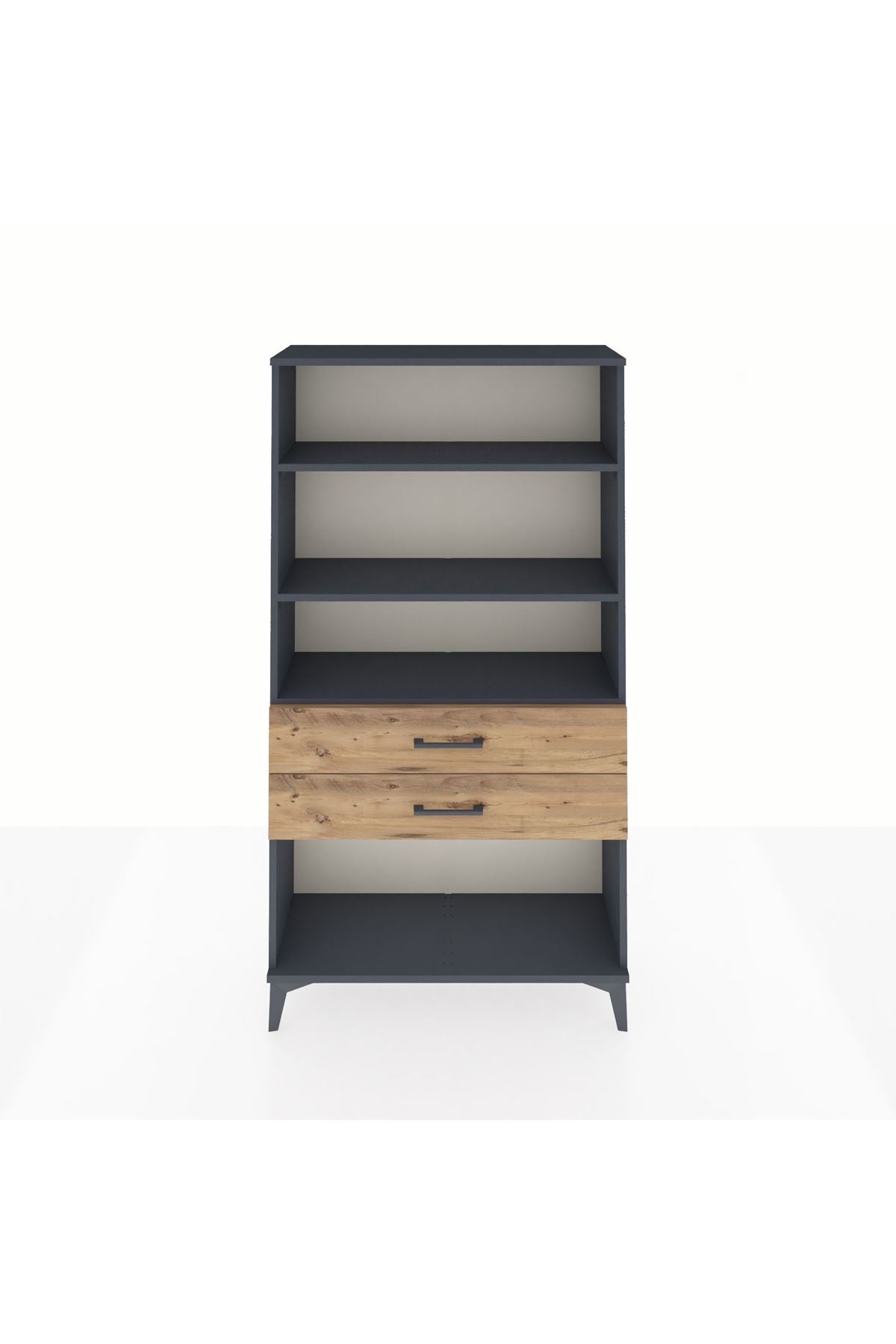 Arges Dolap 3 Raflı 2 Çekmeceli 88x30x163 Antrasit-Çam