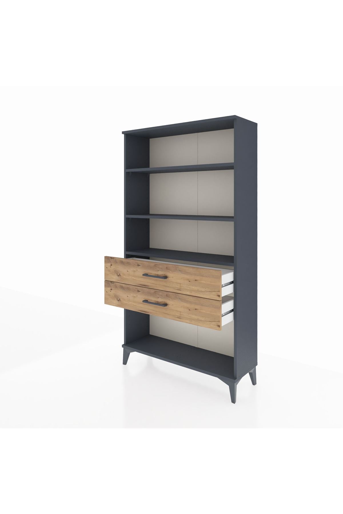 Arges Dolap 3 Raflı 2 Çekmeceli 88x30x163 Antrasit-Çam