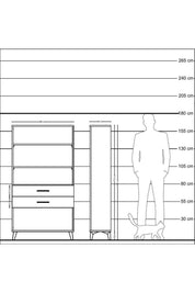 Arges Dolap 3 Raflı 2 Çekmeceli 88x30x163 Çam-Antrasit