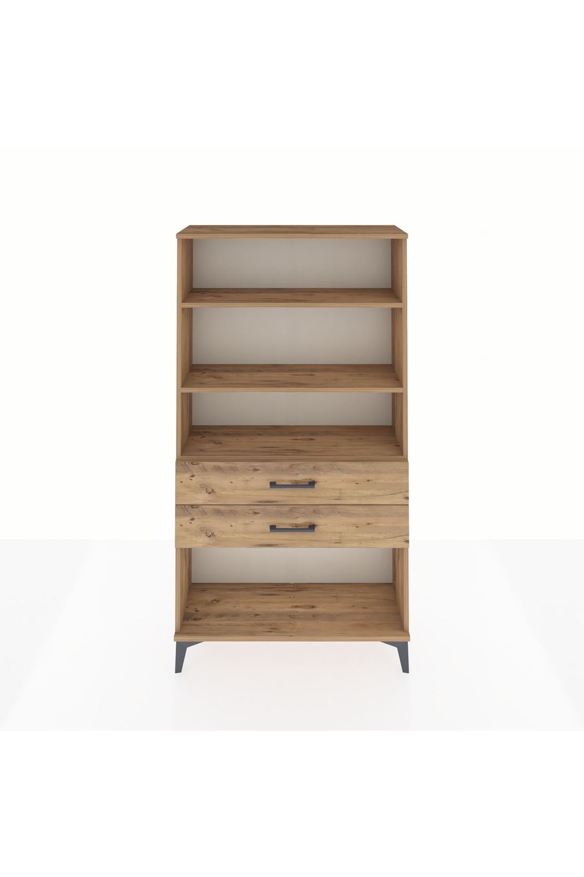 Arges Dolap 3 Raflı 2 Çekmeceli 88x30x163 Çam-Çam