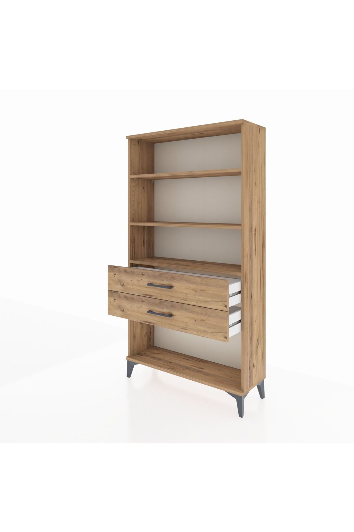 Arges Dolap 3 Raflı 2 Çekmeceli 88x30x163 Çam-Çam