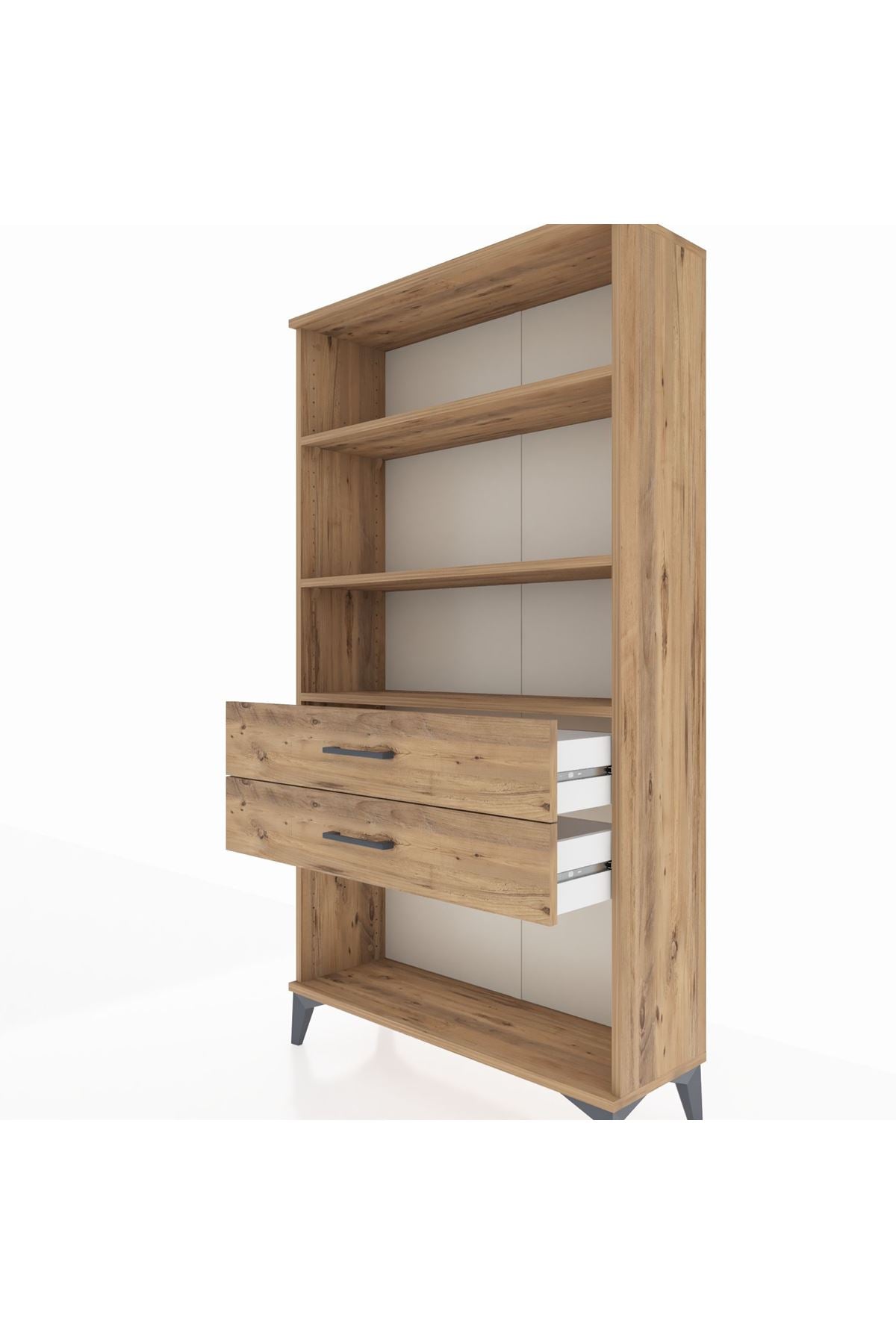 Arges Dolap 3 Raflı 2 Çekmeceli 88x30x163 Çam-Çam