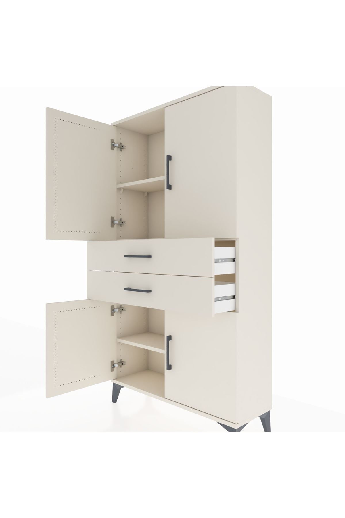 Arges Dolap 3 Raflı 2 Çekmeceli 4 Kapaklı 88x30x163 Aytaşı-Aytaşı