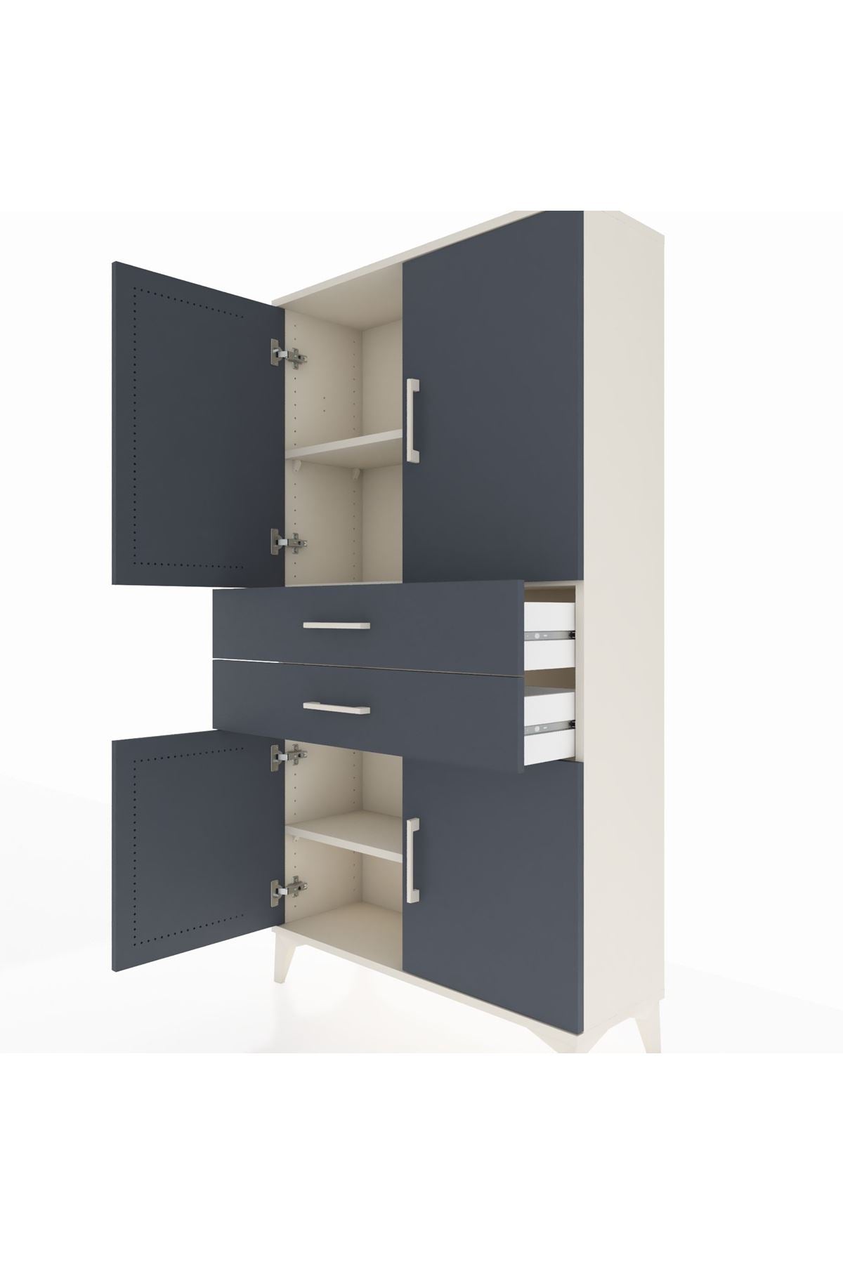 Arges Dolap 3 Raflı 2 Çekmeceli 4 Kapaklı 88x30x163 Aytaşı-Antrasit