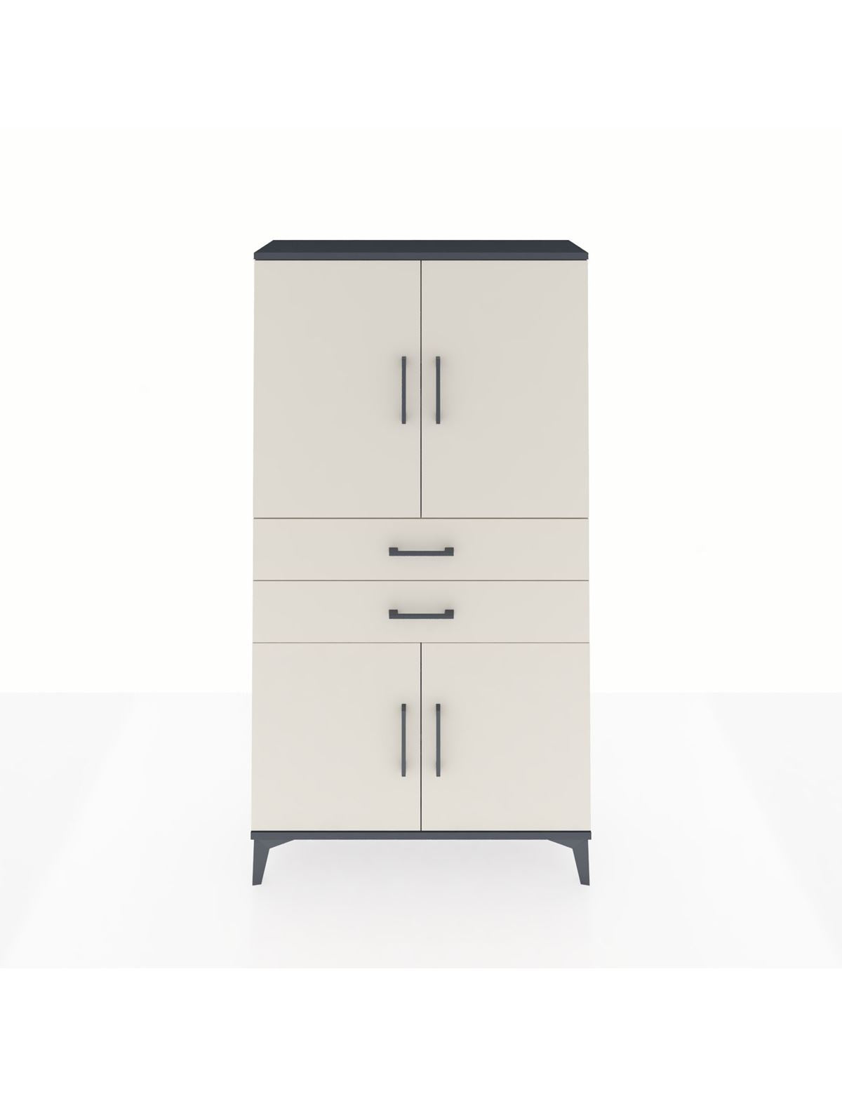 Arges Dolap 3 Raflı 2 Çekmeceli 4 Kapaklı 88x30x163 Antrasit-Aytaşı