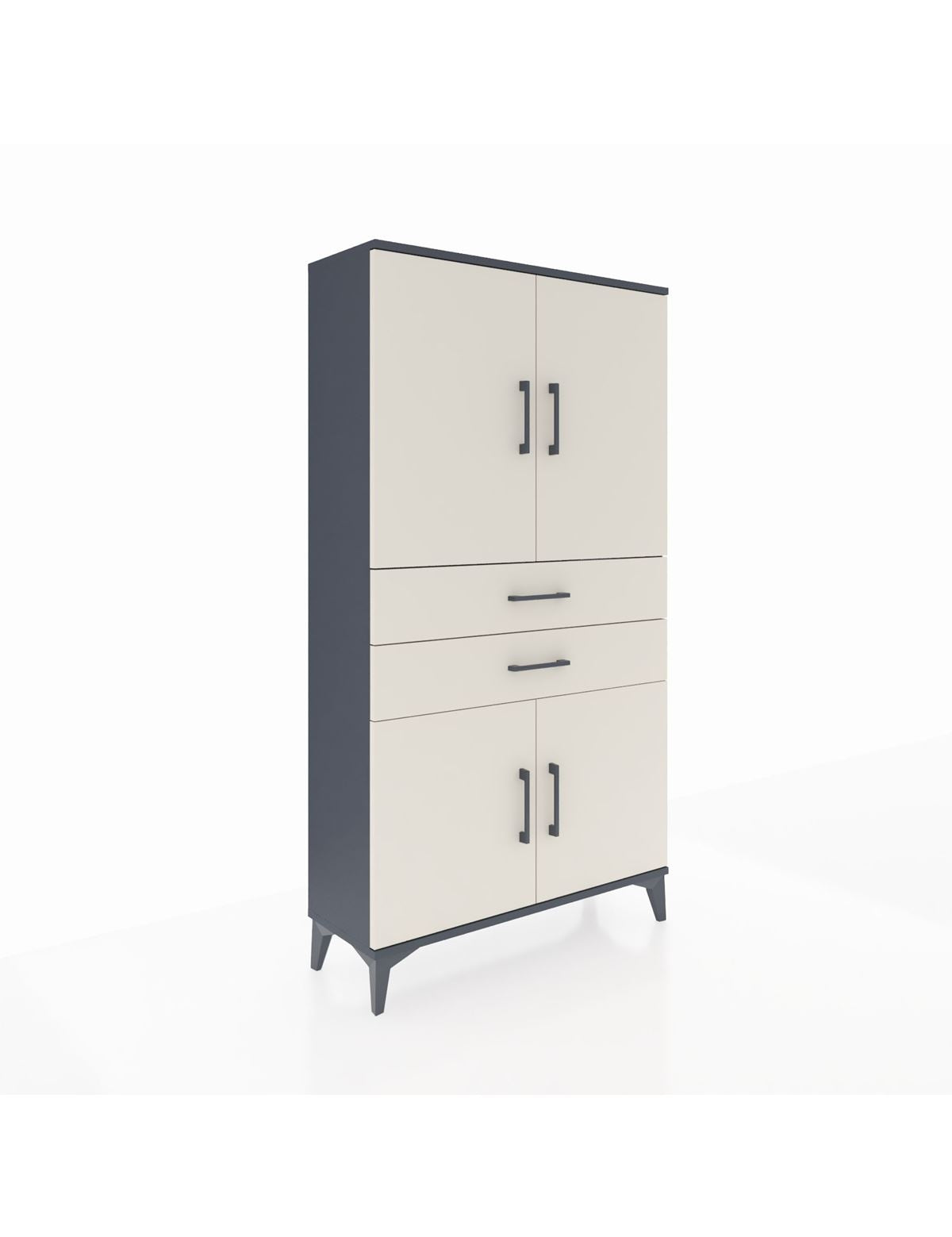 Arges Dolap 3 Raflı 2 Çekmeceli 4 Kapaklı 88x30x163 Antrasit-Aytaşı