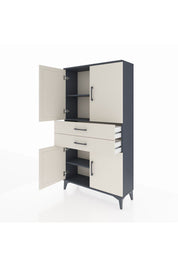 Arges Dolap 3 Raflı 2 Çekmeceli 4 Kapaklı 88x30x163 Antrasit-Aytaşı