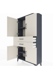 Arges Dolap 3 Raflı 2 Çekmeceli 4 Kapaklı 88x30x163 Antrasit-Aytaşı