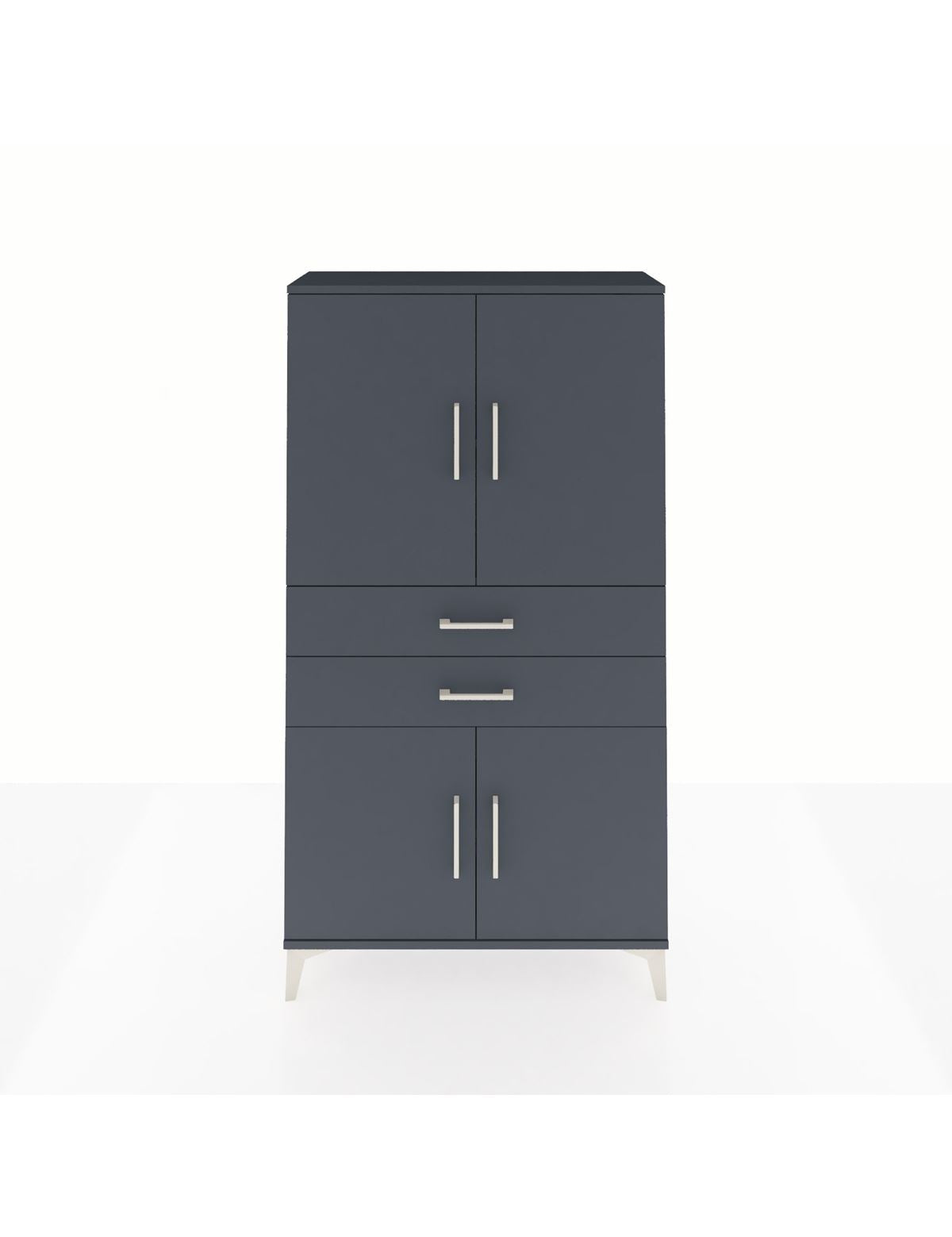 Arges Dolap 3 Raflı 2 Çekmeceli 4 Kapaklı 88x30x163 Antrasit-Antrasit