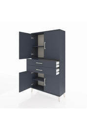 Arges Dolap 3 Raflı 2 Çekmeceli 4 Kapaklı 88x30x163 Antrasit-Antrasit