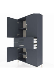 Arges Dolap 3 Raflı 2 Çekmeceli 4 Kapaklı 88x30x163 Antrasit-Antrasit