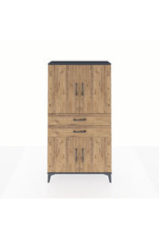 Arges Dolap 3 Raflı 2 Çekmeceli 4 Kapaklı 88x30x163 Antrasit-Çam