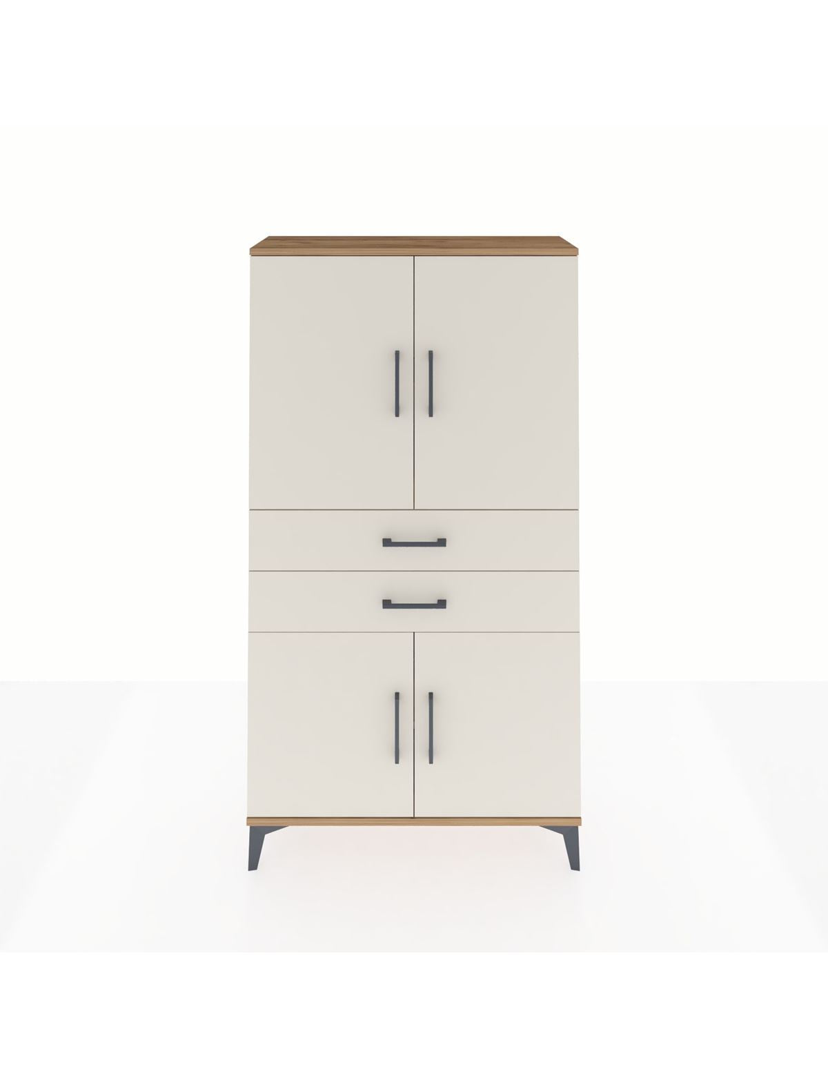 Arges Dolap 3 Raflı 2 Çekmeceli 4 Kapaklı 88x30x163 Çam-Aytaşı