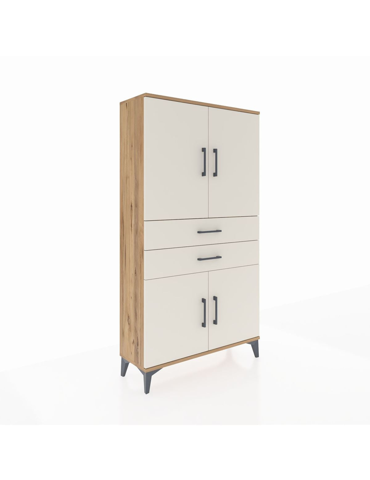 Arges Dolap 3 Raflı 2 Çekmeceli 4 Kapaklı 88x30x163 Çam-Aytaşı