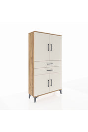 Arges Dolap 3 Raflı 2 Çekmeceli 4 Kapaklı 88x30x163 Çam-Aytaşı