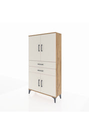 Arges Dolap 3 Raflı 2 Çekmeceli 4 Kapaklı 88x30x163 Çam-Aytaşı
