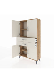 Arges Dolap 3 Raflı 2 Çekmeceli 4 Kapaklı 88x30x163 Çam-Aytaşı
