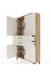 Arges Dolap 3 Raflı 2 Çekmeceli 4 Kapaklı 88x30x163 Çam-Aytaşı