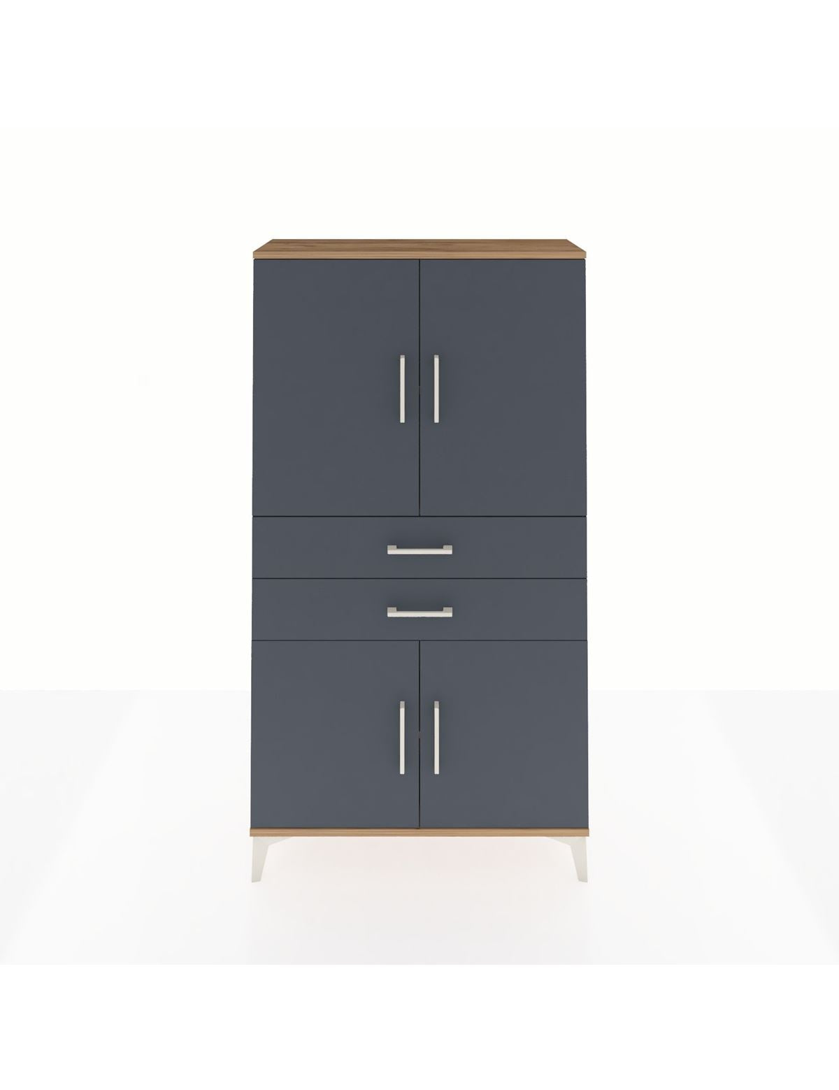 Arges Dolap 3 Raflı 2 Çekmeceli 4 Kapaklı 88x30x163 Çam-Antrasit