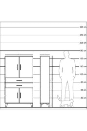 Arges Dolap 3 Raflı 2 Çekmeceli 4 Kapaklı 88x30x163 Çam-Antrasit