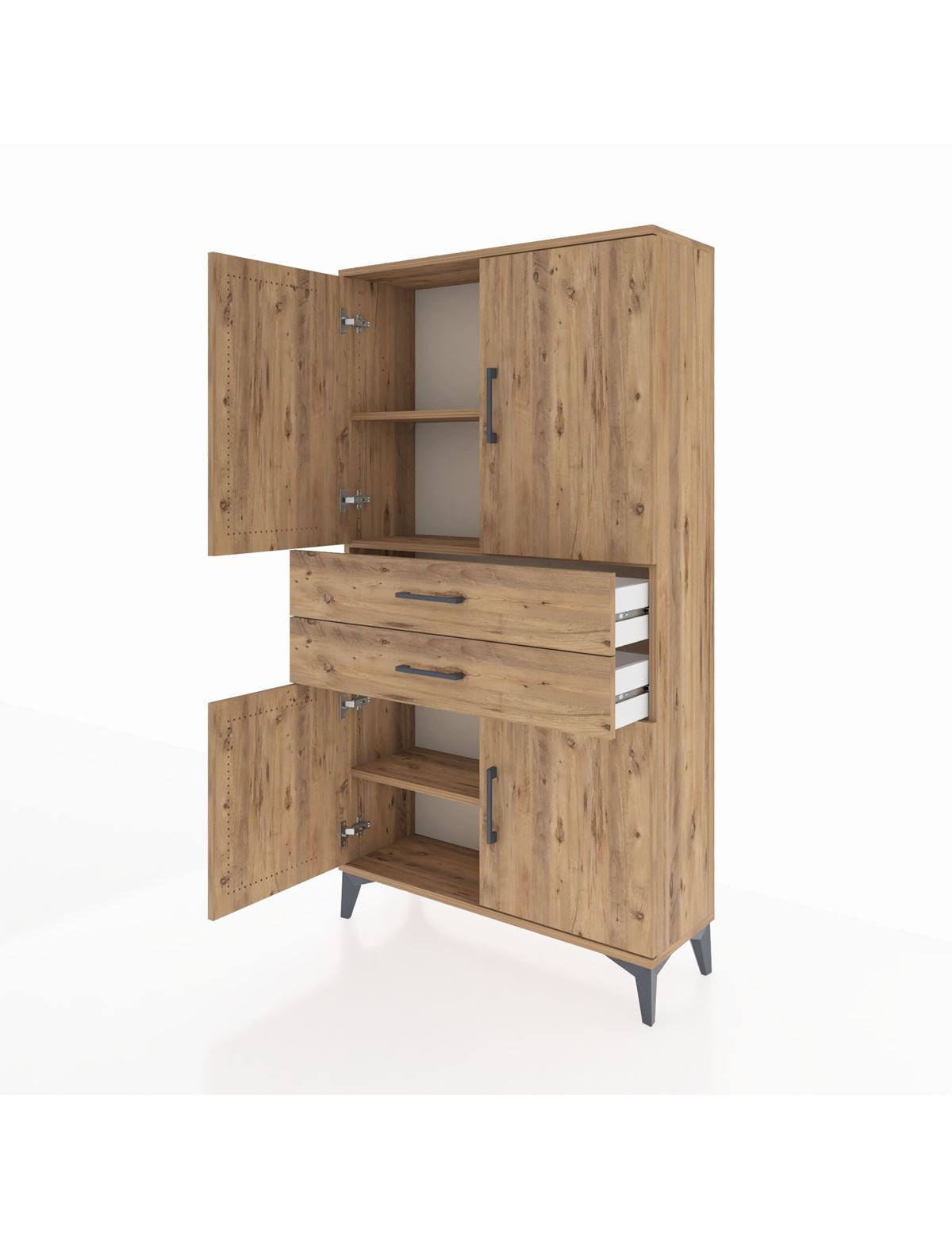 Arges Dolap 3 Raflı 2 Çekmeceli 4 Kapaklı 88x30x163 - S21M067V9A