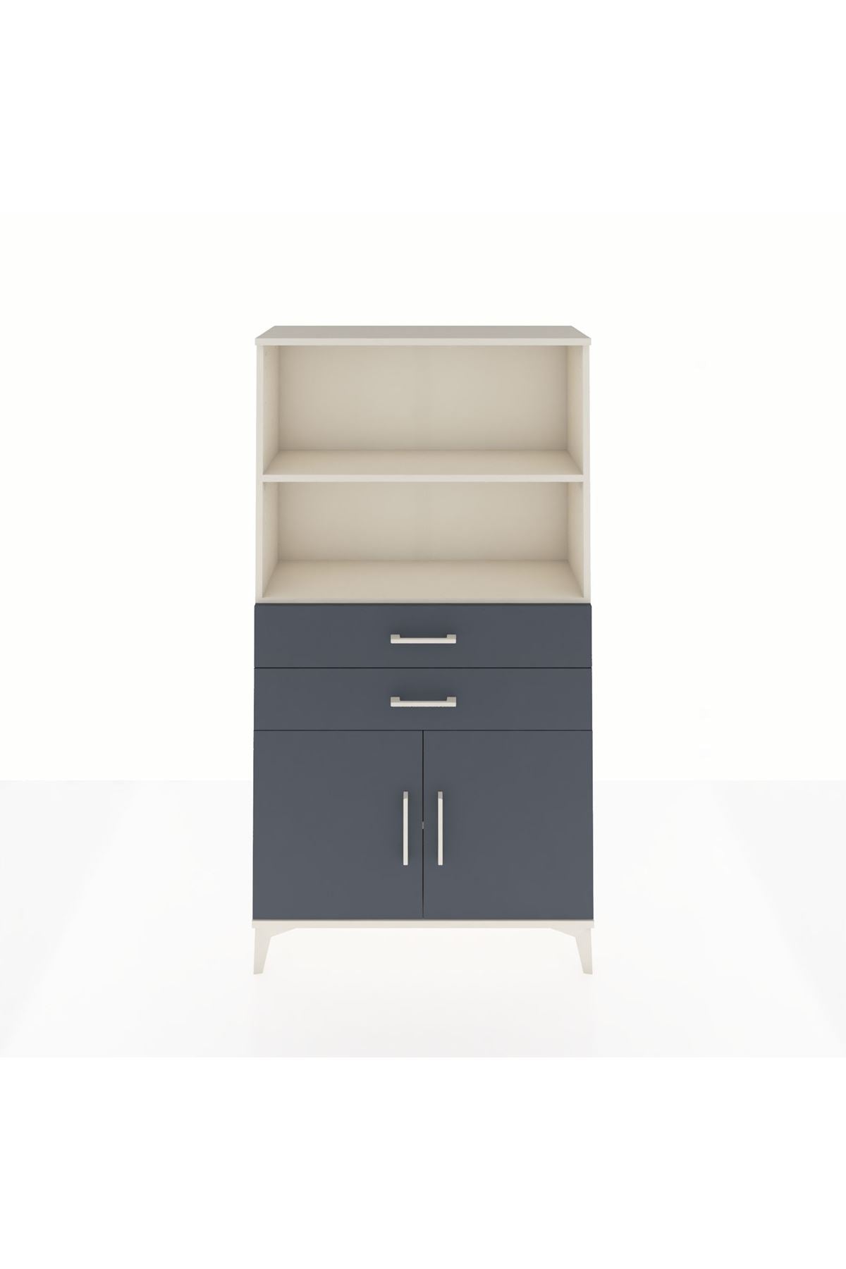 Arges Dolap 3 Raflı 2 Çekmeceli 2 Kapaklı 88x30x163 Aytaşı-Antrasit