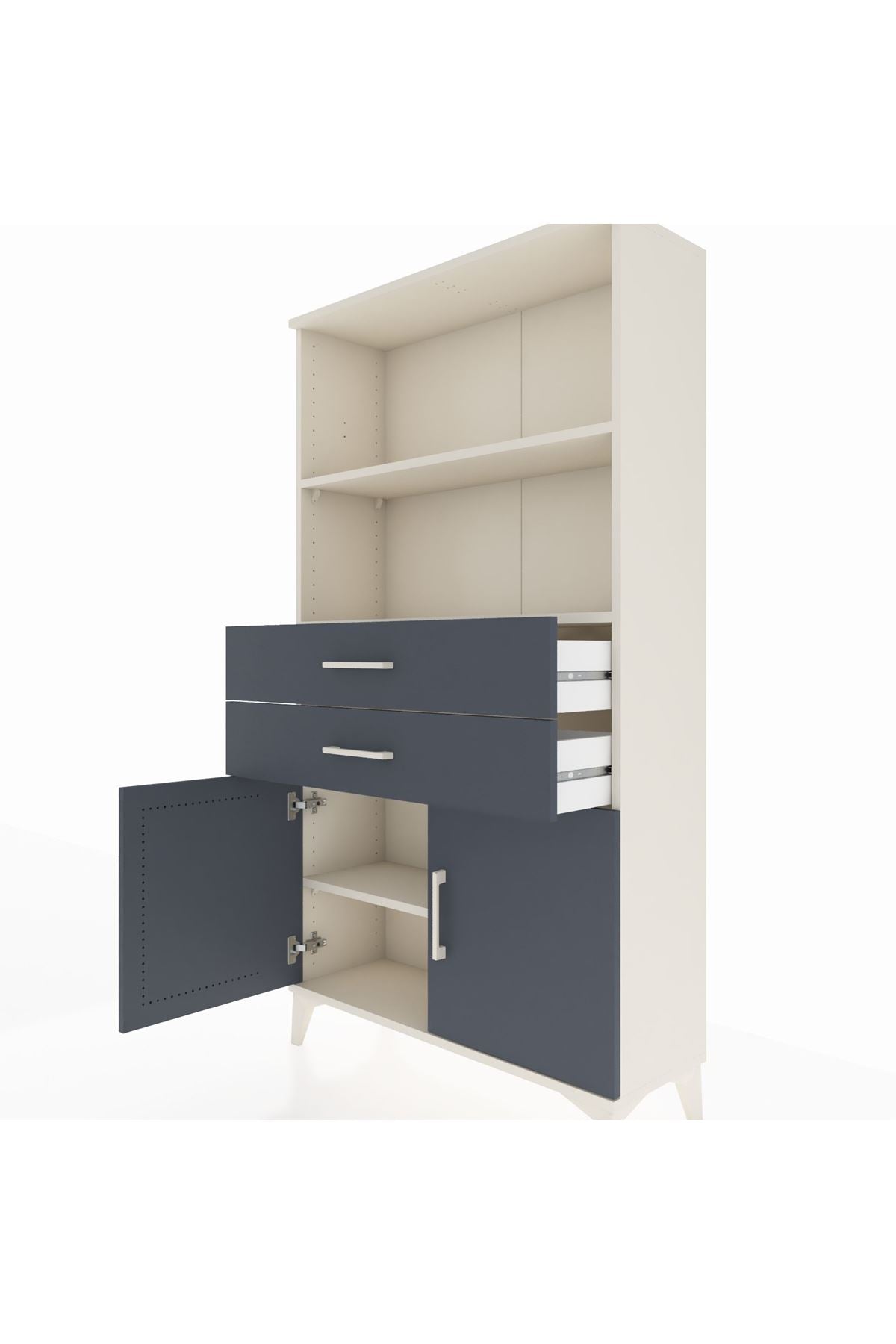 Arges Dolap 3 Raflı 2 Çekmeceli 2 Kapaklı 88x30x163 Aytaşı-Antrasit