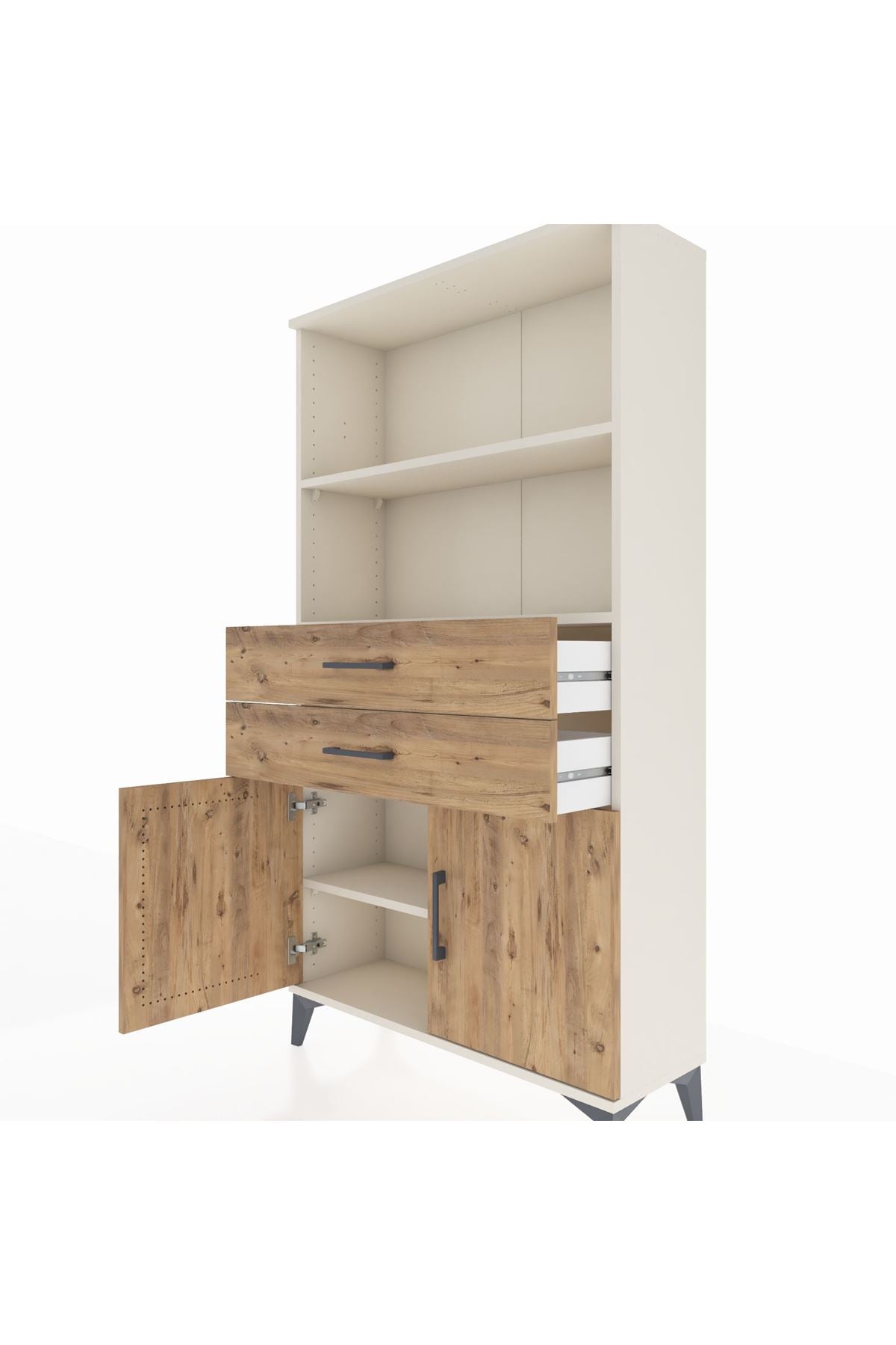 Arges Dolap 3 Raflı 2 Çekmeceli 2 Kapaklı 88x30x163 Aytaşı-Çam