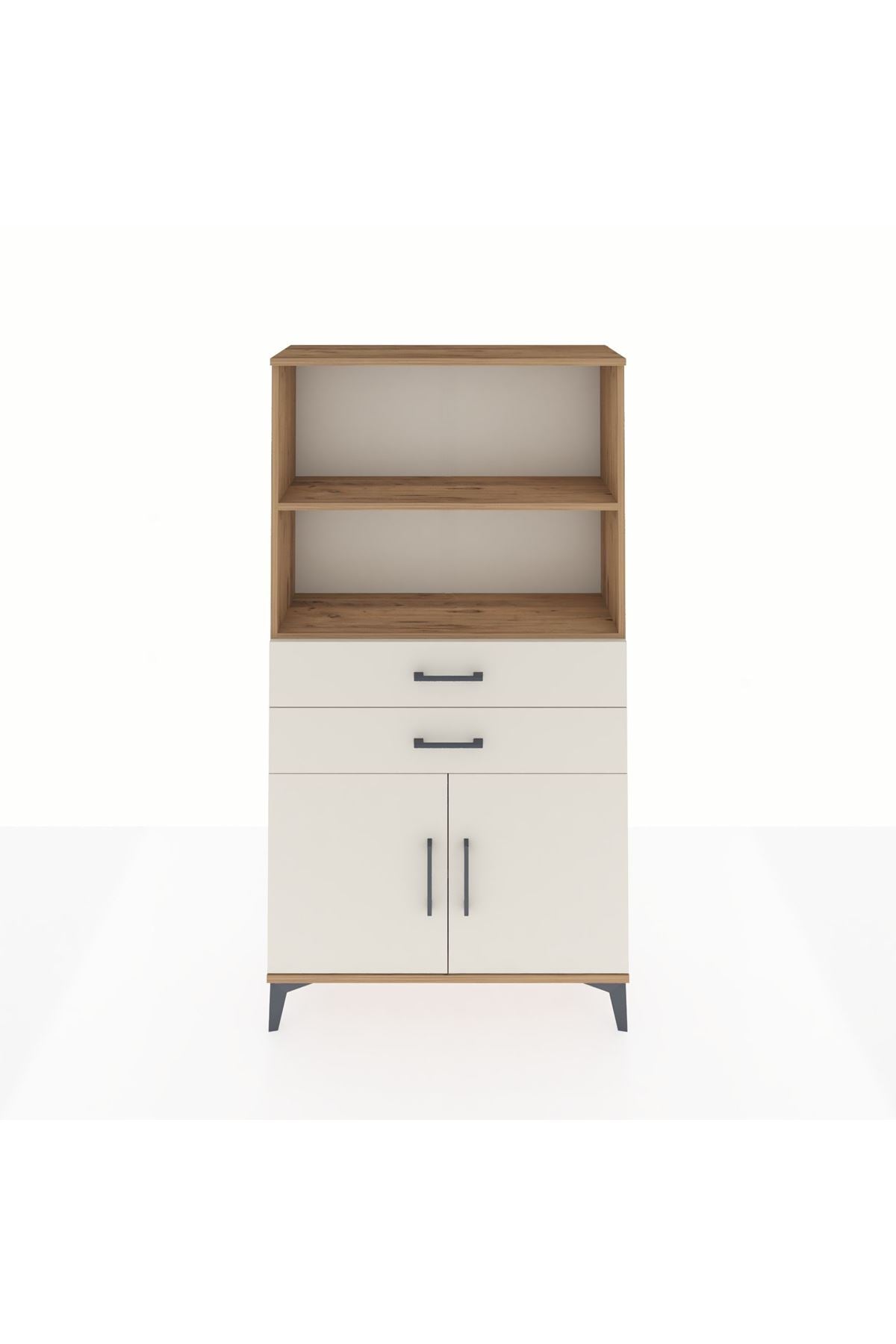 Arges Dolap 3 Raflı 2 Çekmeceli 2 Kapaklı 88x30x163 Çam-Aytaşı