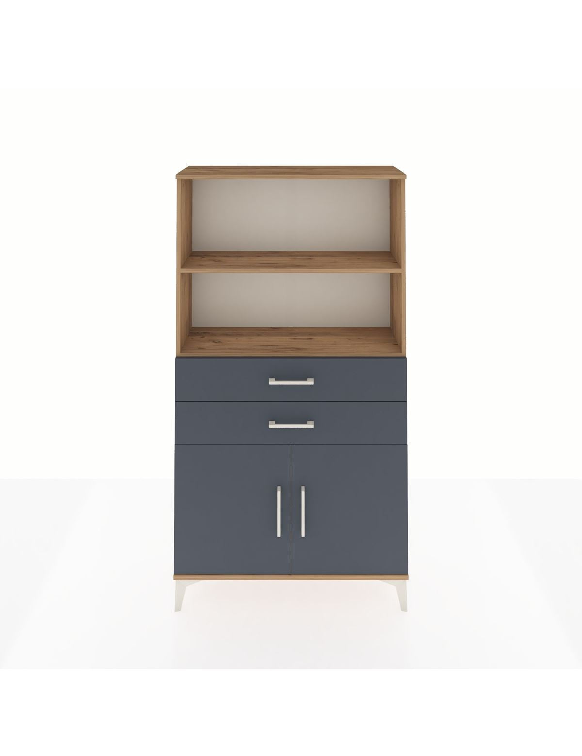 Arges Dolap 3 Raflı 2 Çekmeceli 2 Kapaklı 88x30x163 Çam-Antrasit