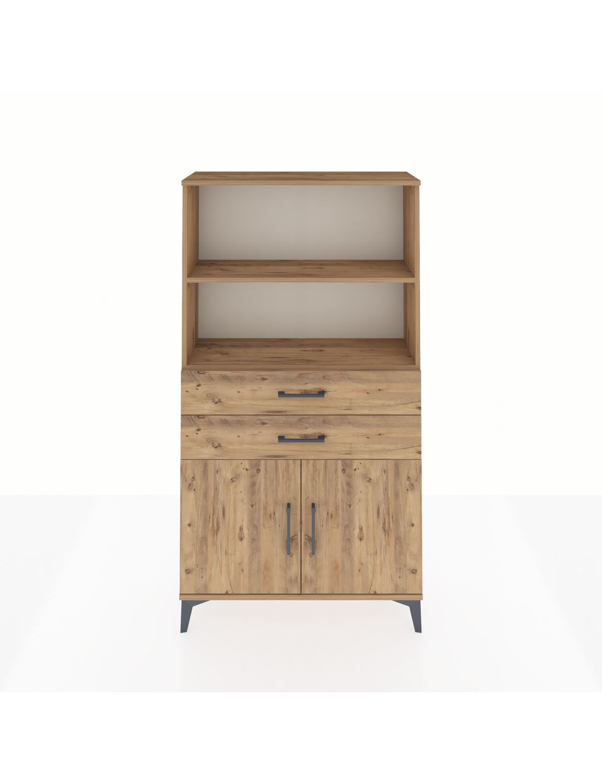 Arges Dolap 3 Raflı 2 Çekmeceli 2 Kapaklı 88x30x163 Çam-Çam