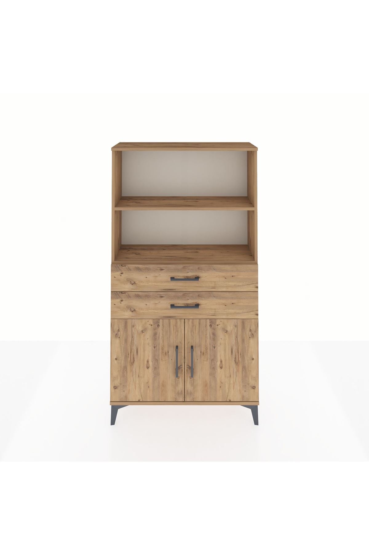 Arges Dolap 3 Raflı 2 Çekmeceli 2 Kapaklı 88x30x163 Çam-Çam