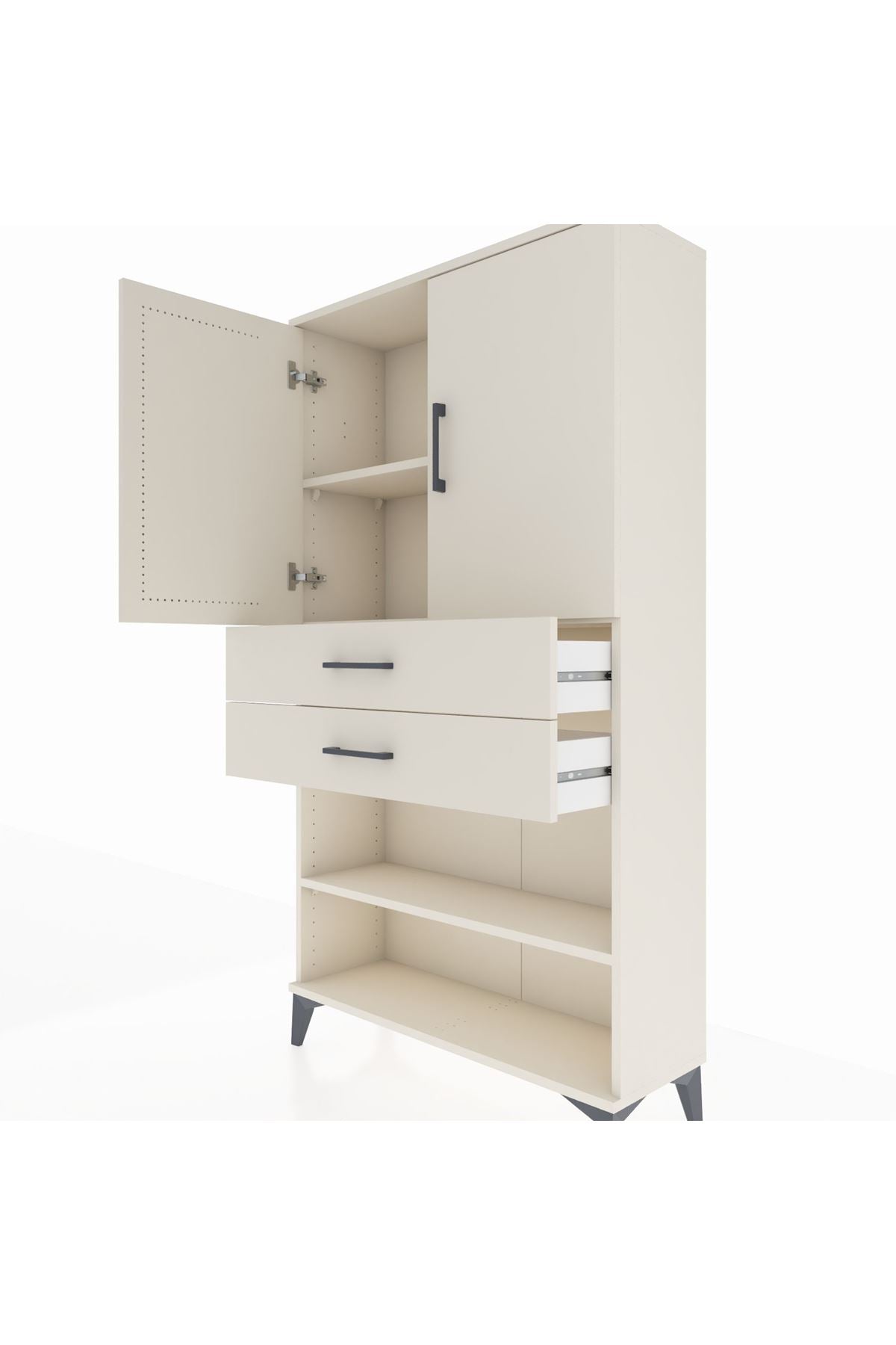 Arges Dolap 3 Raflı 2 Çekmeceli 2 Kapaklı 88x30x163 Aytaşı-Aytaşı