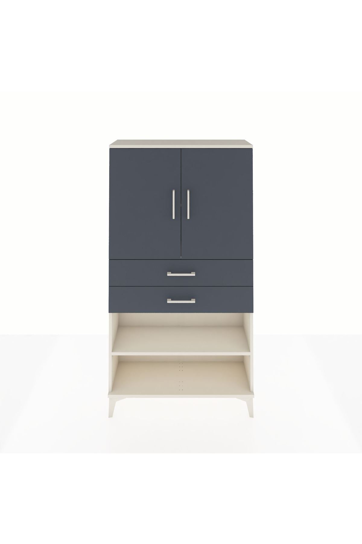 Arges Dolap 3 Raflı 2 Çekmeceli 2 Kapaklı 88x30x163 Aytaşı-Antrasit