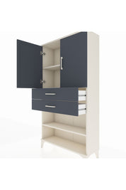 Arges Dolap 3 Raflı 2 Çekmeceli 2 Kapaklı 88x30x163 Aytaşı-Antrasit