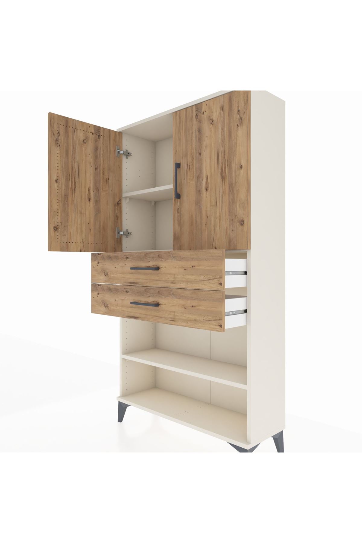 Arges Dolap 3 Raflı 2 Çekmeceli 2 Kapaklı 88x30x163 Aytaşı-Çam