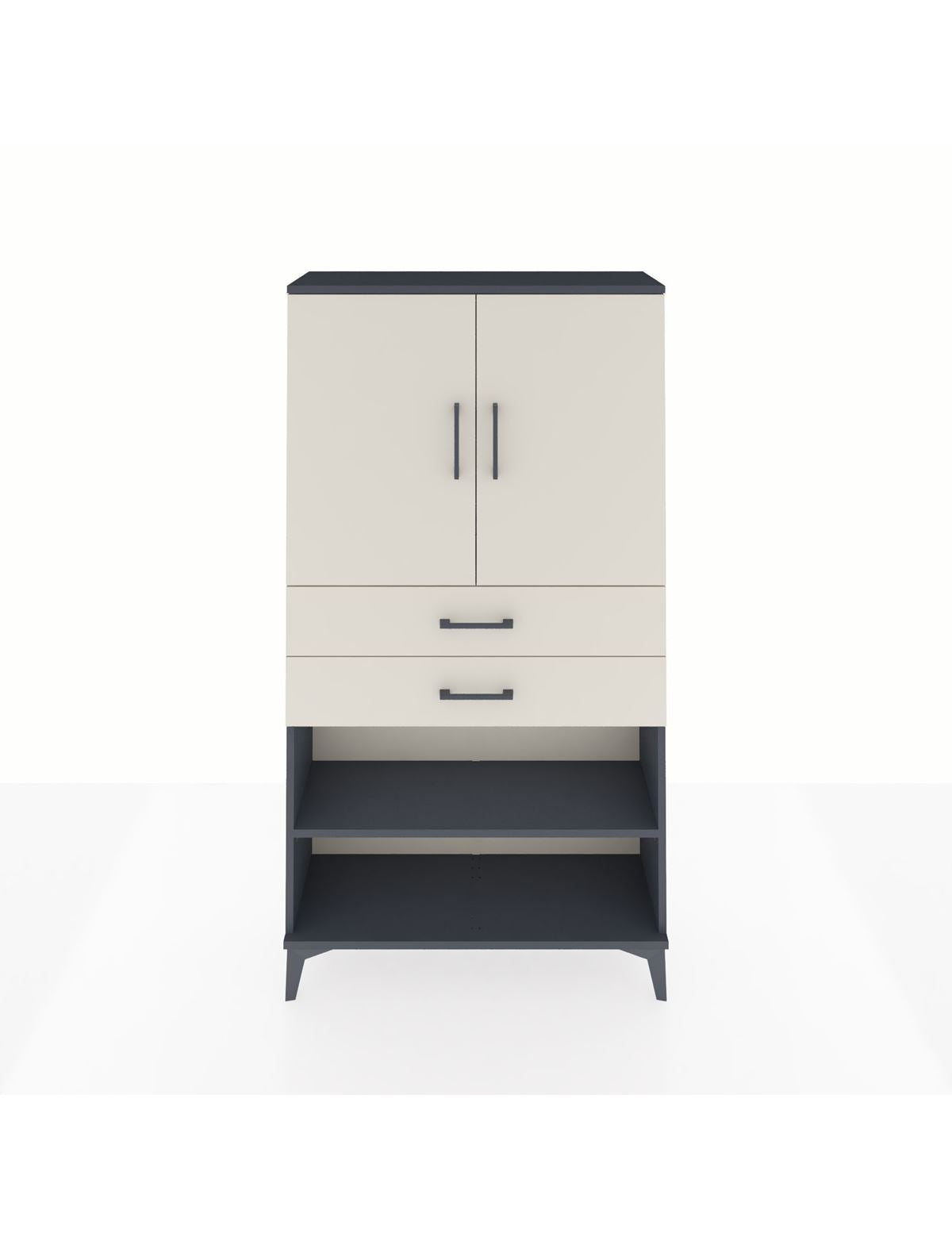 Arges Dolap 3 Raflı 2 Çekmeceli 2 Kapaklı 88x30x163 Antrasit-Aytaşı