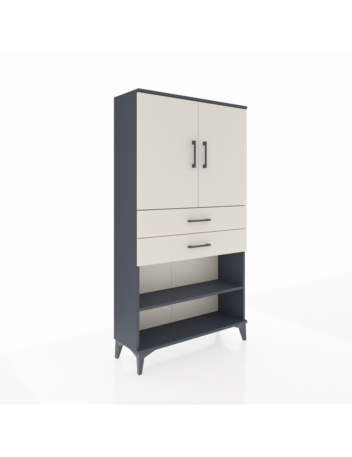 Arges Dolap 3 Raflı 2 Çekmeceli 2 Kapaklı 88x30x163 Antrasit-Aytaşı