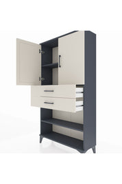 Arges Dolap 3 Raflı 2 Çekmeceli 2 Kapaklı 88x30x163 Antrasit-Aytaşı