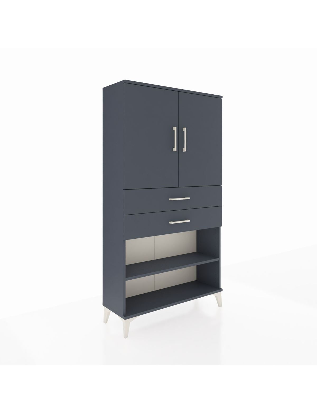 Arges Dolap 3 Raflı 2 Çekmeceli 2 Kapaklı 88x30x163 Antrasit-Antrasit