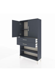 Arges Dolap 3 Raflı 2 Çekmeceli 2 Kapaklı 88x30x163 Antrasit-Antrasit